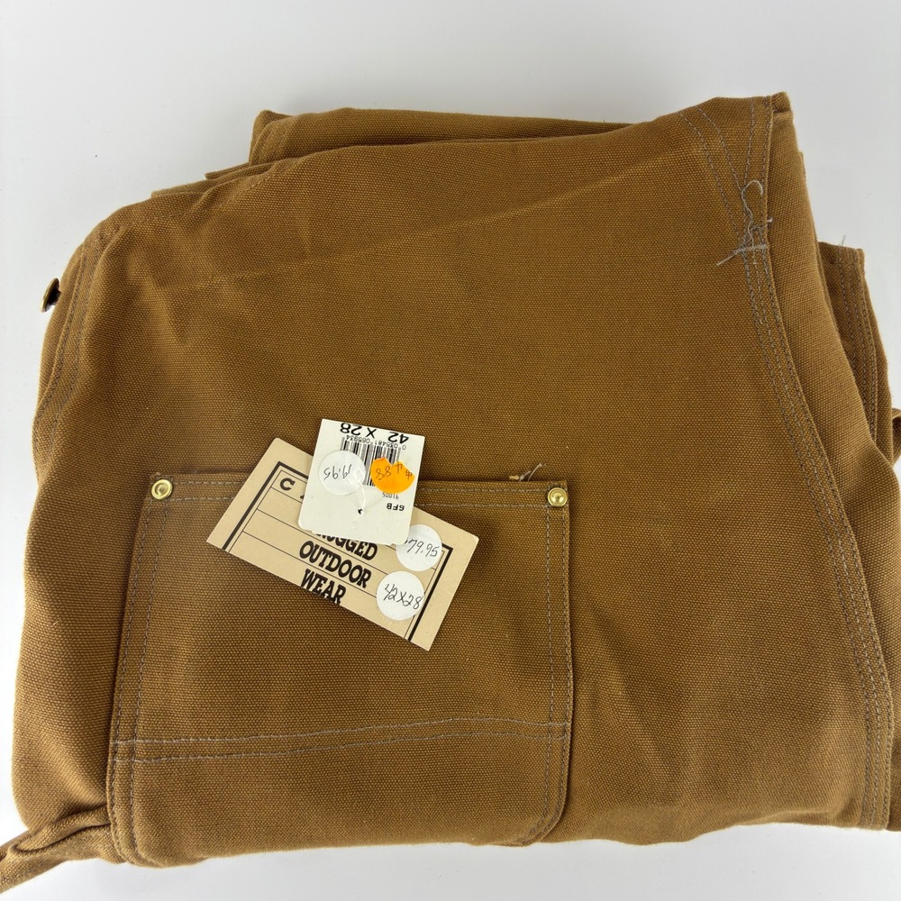 Carhartt Duck Bib Overalls Mens 42x28 Brown Canvas 6FB Workwear NWT NOS